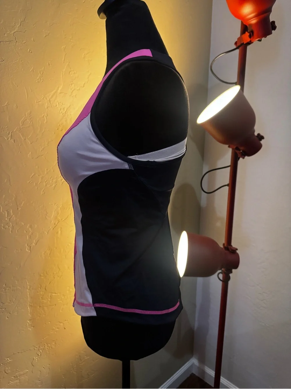 lululemon athletica Pink, White & Black Colorblock Racerback Tank